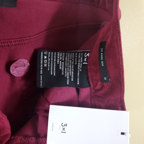 3x1 Red Velvet Higher Ground Mini Split Jeans Size 25 - Picture 10 of 11